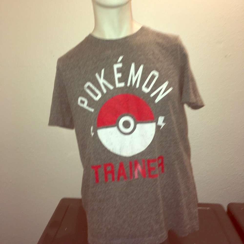 Gray red and white Pokémon trainer T-shirt